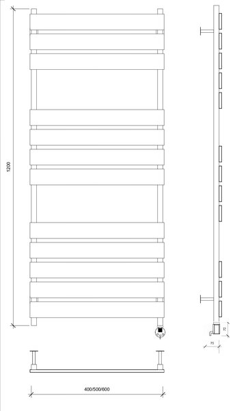 Полотенцесушитель электрический Secado Мормано 120x40 черный матовый