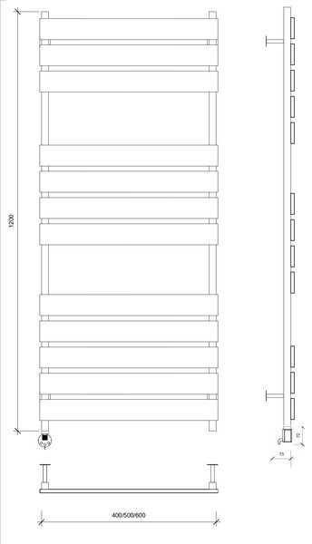Полотенцесушитель электрический Secado Мормано 120x60 черный матовый