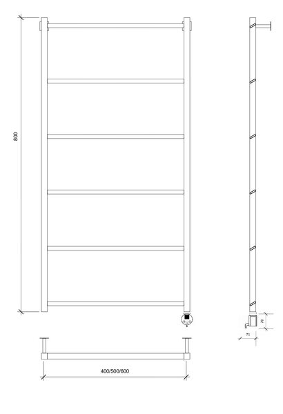 Полотенцесушитель электрический Secado Корсико Grado 80x50 черный матовый