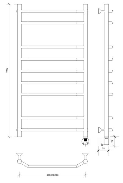 Полотенцесушитель электрический Secado Агата 2 100x40 черный матовый