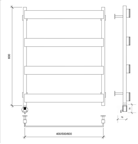 Полотенцесушитель электрический Secado Кродо 60x40 черный матовый