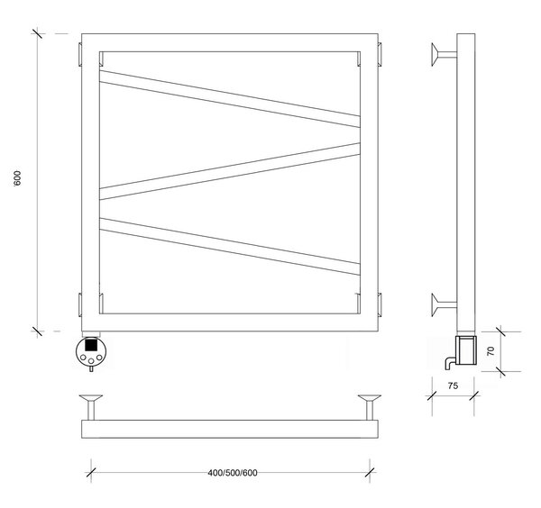 Полотенцесушитель электрический Secado Мирано 60x40 черный матовый