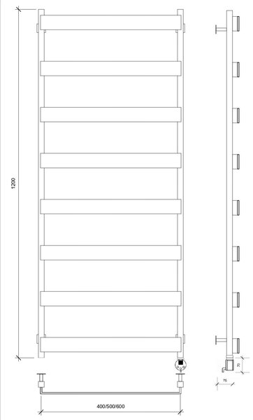Полотенцесушитель электрический Secado Кродо 120x40 черный матовый