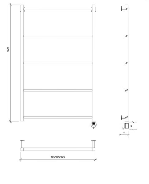 Полотенцесушитель электрический Secado Корсико Grado 60x40 черный матовый