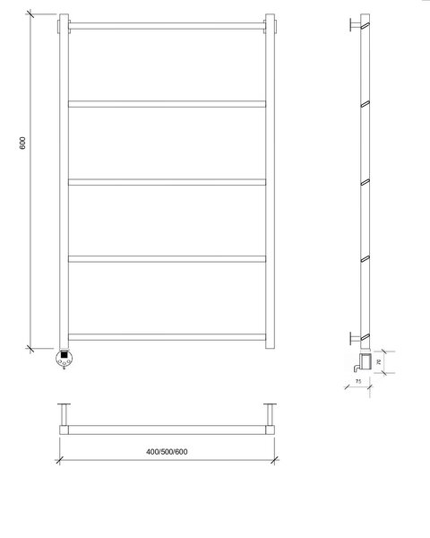 Полотенцесушитель электрический Secado Корсико Grado 60x50 черный матовый