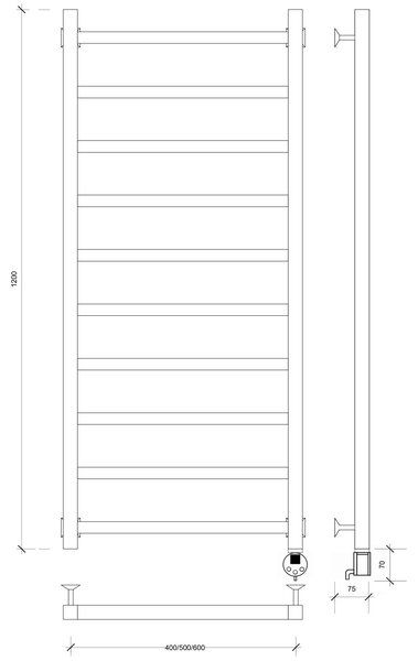 Полотенцесушитель электрический Secado Корато 1 120x50 черный матовый