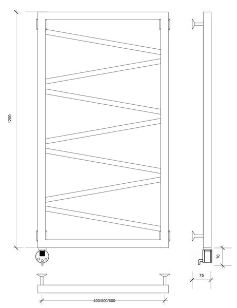 Полотенцесушитель электрический Secado Мирано 120x50 черный матовый