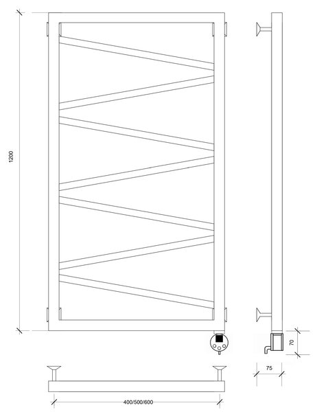 Полотенцесушитель электрический Secado Мирано 120x60 черный матовый