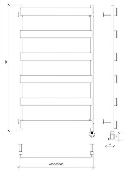 Полотенцесушитель электрический Secado Кродо 80x40 черный матовый