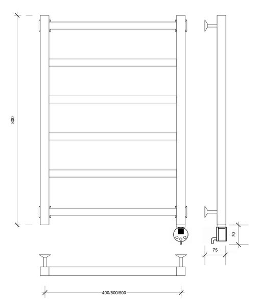 Полотенцесушитель электрический Secado Корсико 1 80x40 черный матовый