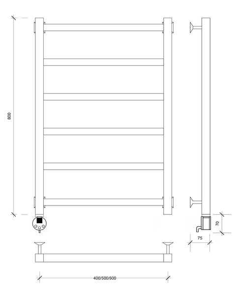 Полотенцесушитель электрический Secado Корсико 1 80x50 черный матовый