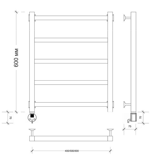 Полотенцесушитель электрический Secado Корато 1 60x60 черный матовый