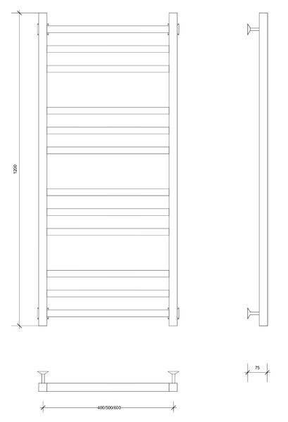 Полотенцесушитель электрический Secado Корсико 3 120x40 черный матовый