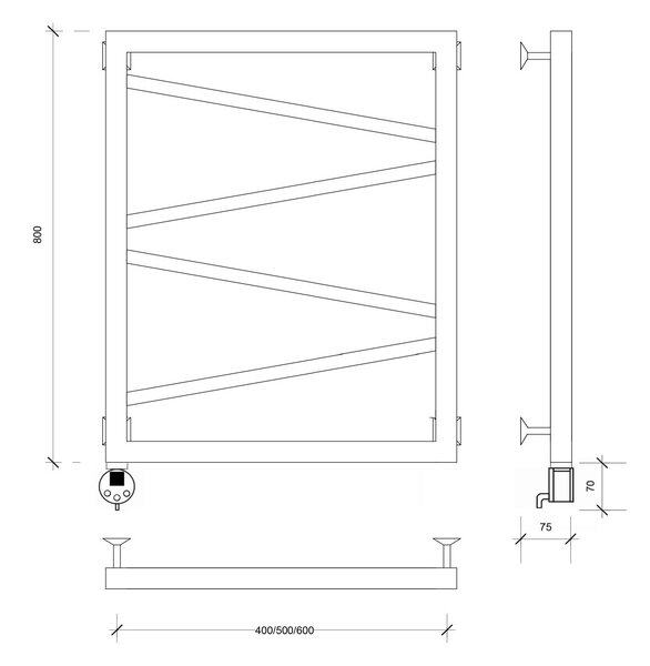 Полотенцесушитель электрический Secado Мирано 80x60 черный матовый
