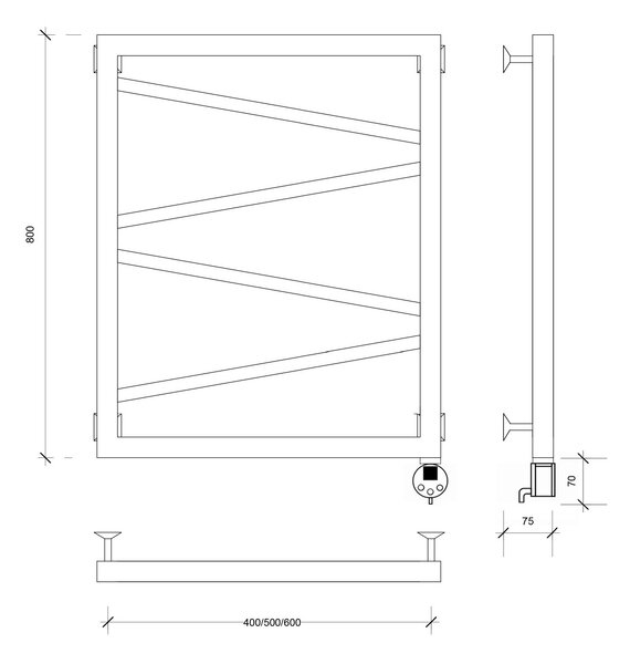 Полотенцесушитель электрический Secado Мирано 80x60 черный матовый
