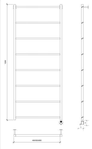 Полотенцесушитель электрический Secado Корсико Grado 120x40 черный матовый