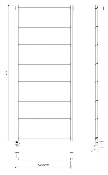 Полотенцесушитель электрический Secado Корсико Grado 120x60 черный матовый