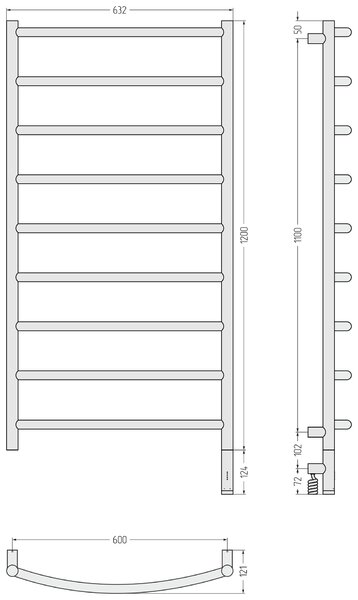 Полотенцесушитель электрический Сунержа РЭБ ГАЛАНТ 3.1 1200х600 МЭМ правый (Золотой шёлк) 32-6001-1260