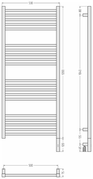Полотенцесушитель электрический Сунержа РЭБ МОДУС 3.1 1200х500 МЭМ правый (Хром) 00-5901-1250