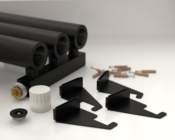 Отопительный радиатор Сунержа ДР КУМИР-0 н/ж EU50 левый 300х190 / 3 сек (Матовый чёрный) 31-0350-3003