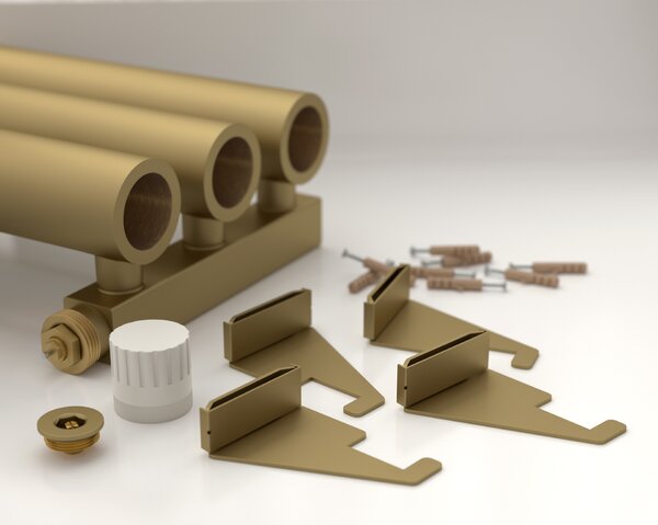 Отопительный радиатор Сунержа ДР КУМИР-0 н/ж EU50 левый 300х400 / 6 сек (Матовое золото) 032-0350-3006