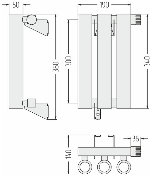 Отопительный радиатор Сунержа ДР КУМИР-0 н/ж EU50 правый 300х190 / 3 сек (Сатин) 071-0351-3003