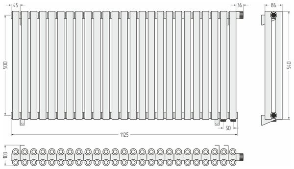 Отопительный радиатор Сунержа ДР ЭСТЕТ-00 н/ж EU50 500х1125 / 25 сек (Матовое золото) 032-0322-5025