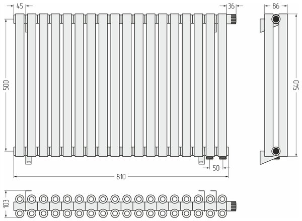 Отопительный радиатор Сунержа ДР ЭСТЕТ-00 н/ж EU50 500х810 / 18 сек (Золото) 03-0322-5018