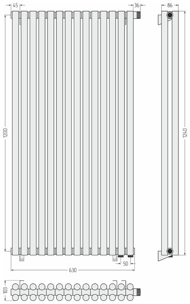 Отопительный радиатор Сунержа ДР ЭСТЕТ-11 н/ж EU50 1200х630 / 14 сек (Хром) 00-0312-1214