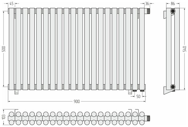 Отопительный радиатор Сунержа ДР ЭСТЕТ-11 н/ж EU50 500х900 / 20 сек (Золото) 03-0312-5020