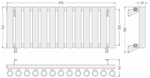 Отопительный радиатор Сунержа ДР КУМИР-0 н/ж 300х890 / 13 сек (Матовый белый) 30-0340-3013