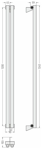 Отопительный радиатор Сунержа ДР ЭСТЕТ-0 н/ж 1200х90 / 2 сек (Белый) 12-0331-1202