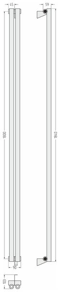 Отопительный радиатор Сунержа ДР ЭСТЕТ-0 н/ж 1800х90 / 2 сек (Матовый чёрный) 31-0331-1802
