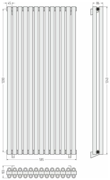 Отопительный радиатор Сунержа ДР ЭСТЕТ-00 н/ж 1200х585 / 13 сек (Белый) 12-0332-1213