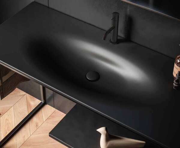 KERASAN SHAPE Раковина 1220х520 мм., встраиваемая, с 1 отверстием для смесителя, цвет черный матовый