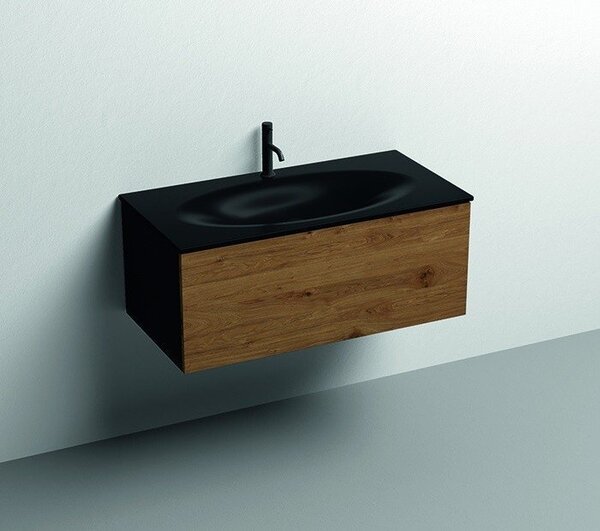 KERASAN SHAPE Раковина 1020х520 мм., встраиваемая, с 1 отверстием для смесителя, цвет черный матовый