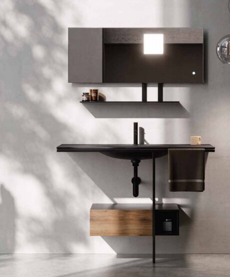 KERASAN SHAPE Раковина 1020х520 мм., встраиваемая, с 1 отверстием для смесителя, цвет черный матовый