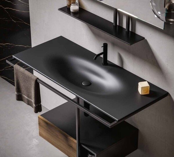 KERASAN SHAPE Раковина 1020х520 мм., встраиваемая, с 1 отверстием для смесителя, цвет черный матовый