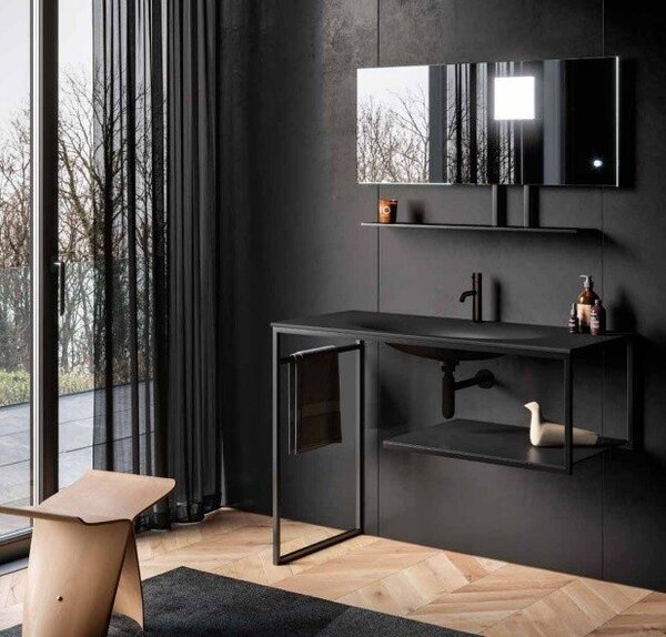 KERASAN SHAPE Раковина 1020х520 мм., встраиваемая, с 1 отверстием для смесителя, цвет черный матовый