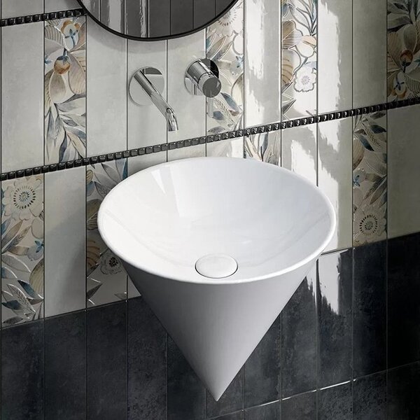 Kerama Marazzi Раковина CONO подвесная 44,5*44,5*35см без отв. под смеситель, без перелива, цвет белый глянцевый