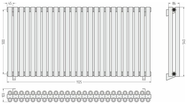 Отопительный радиатор Сунержа ДР ЭСТЕТ-00 н/ж 500х1125 / 25 сек (Матовое золото) 032-0332-5025