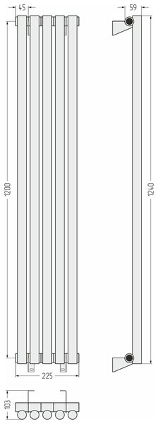 Отопительный радиатор Сунержа ДР ЭСТЕТ-1 н/ж 1200х225 / 5 сек (Хром) 00-0301-1205