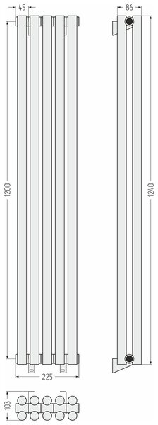 Отопительный радиатор Сунержа ДР ЭСТЕТ-11 н/ж 1200х225 / 5 сек (Сатин) 071-0302-1205
