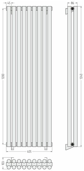 Отопительный радиатор Сунержа ДР ЭСТЕТ-11 н/ж 1200х405 / 9 сек (Золотой шёлк) 32-0302-1209