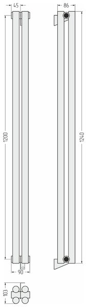 Отопительный радиатор Сунержа ДР ЭСТЕТ-11 н/ж 1200х90 / 2 сек (Сатин) 071-0302-1202