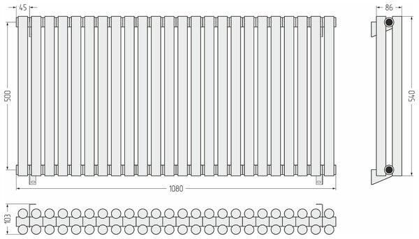 Отопительный радиатор Сунержа ДР ЭСТЕТ-11 н/ж 500х1080 / 24 сек (Золотой шёлк) 32-0302-5024
