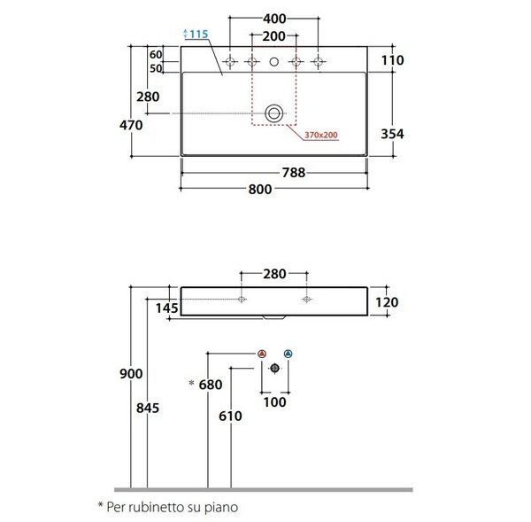 GLOBO T-EDGE Раковина для установки на столешницу cm 80x47 см, цвет SE (Senape)