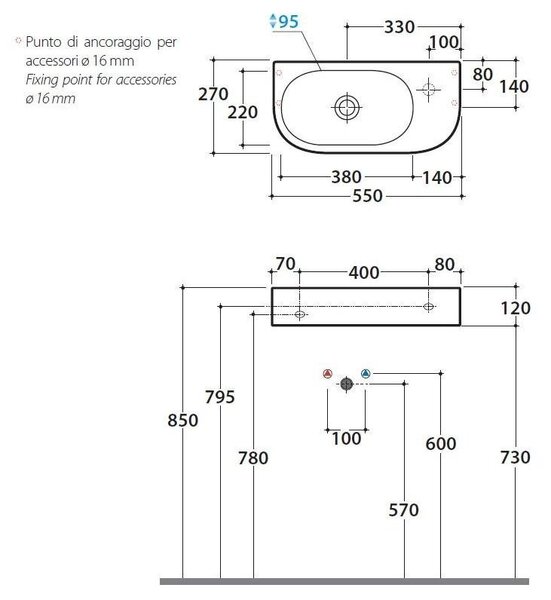 Globo Forty3 SCT55.BI*1dx Раковина подвесная 55*27см