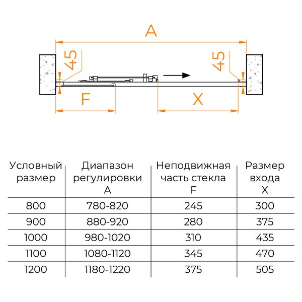 Душевая дверь RGW CL-111 90x185 см, стекло Прозрачное, регулировка 880-920 мм