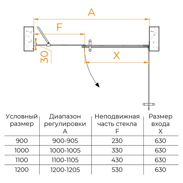 Душевая дверь RGW HO-012 90x195 см, стекло Прозрачное, регулировка 900-905 мм